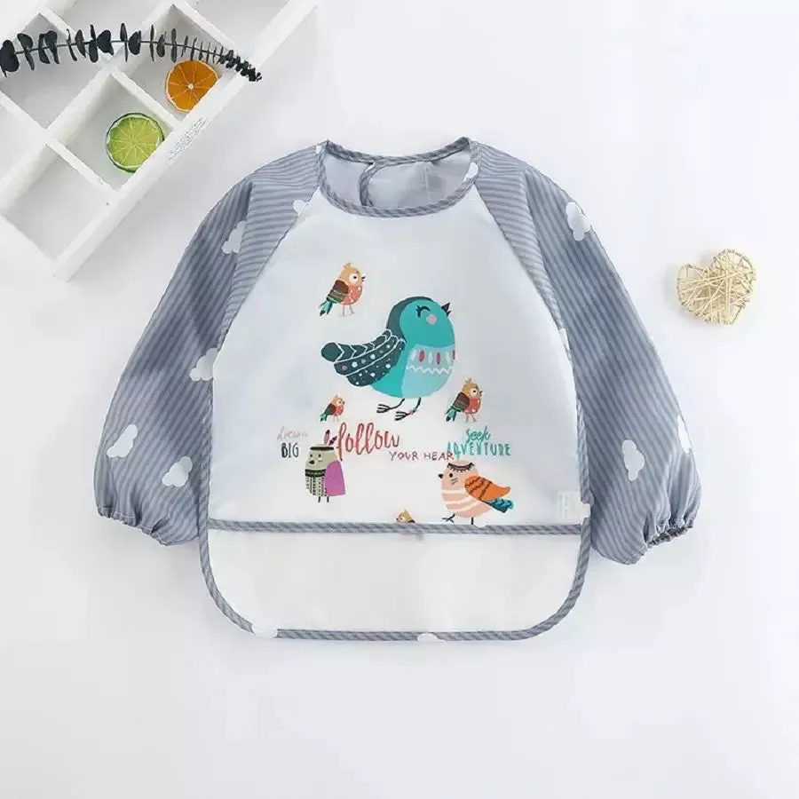 1-piece-waterproof-baby-eating-smocktoddler-cartoon-long-sleeve-art-apron-animal 1-Piece Waterproof Baby Eating SmockToddler Cartoon Long Sleeve Art Apron, Animal Smock & Soft Feeding Bib for Infants