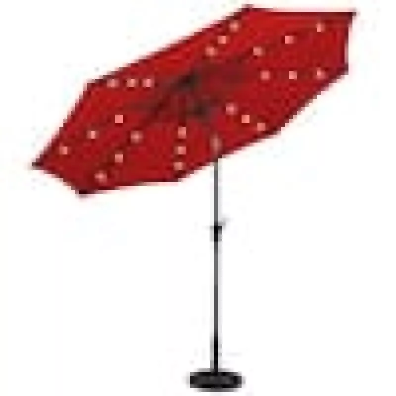 10-ft-steel-market-solar-tilt-patio-umbrella-with-crank-led-lights-in-burgundy 10 ft. Steel Market Solar Tilt Patio Umbrella with Crank and LED Lights in Burgundy