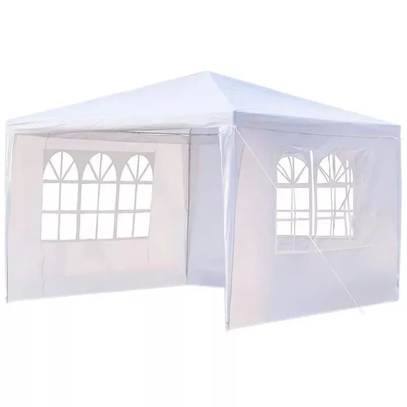10-ft-x-10-ft-white-canopy-tent-heavy-duty-wedding-party-tent-canopy-with-3-remo 10 ft. x 10 ft. White Canopy Tent Heavy-Duty Wedding Party Tent Canopy with 3 Removable Side Walls