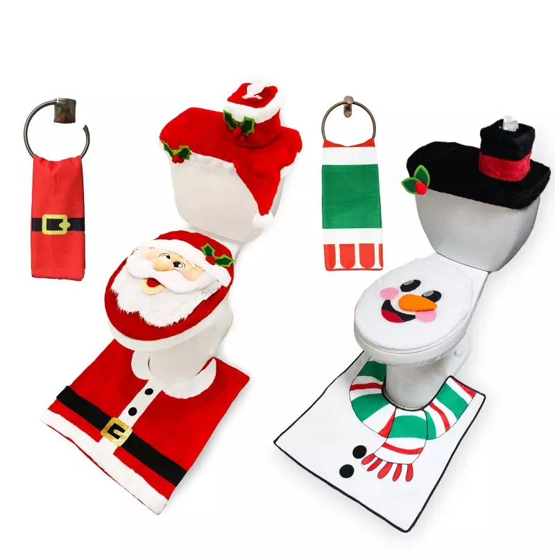 10-pcs-santa-snowman-bathroom-decoration 10 Pcs Santa and Snowman Bathroom Decoration