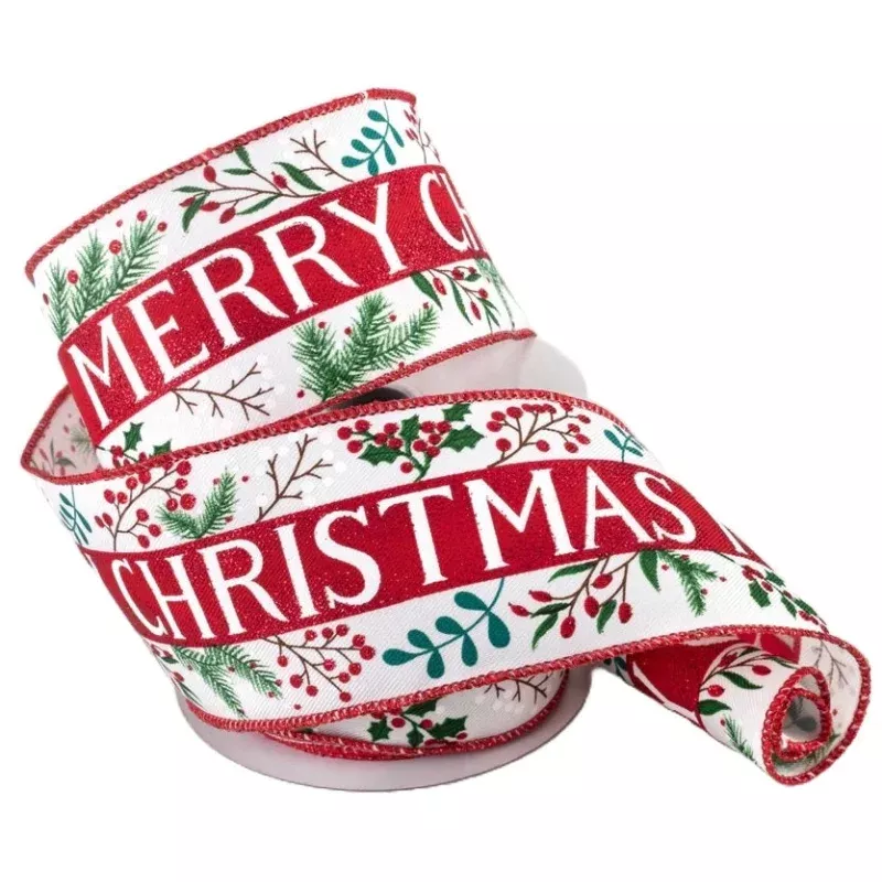 10-yards-holly-mistletoe-merry-christmas-ribbon 10 Yards of Holly & Mistletoe Merry Christmas Ribbon