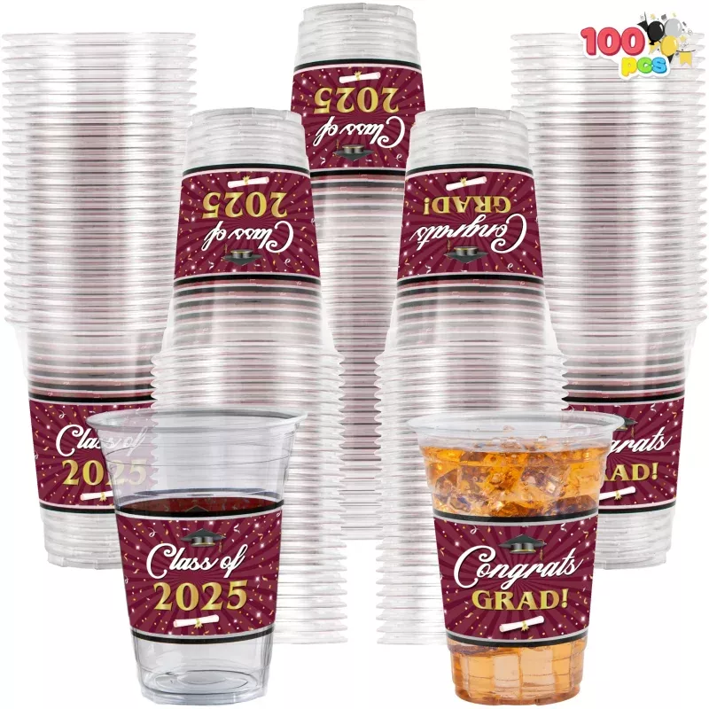100-pcs-16oz-graduation-party-plastic-cups-maroon 100 Pcs 16oz Graduation Party Plastic Cups (Maroon)