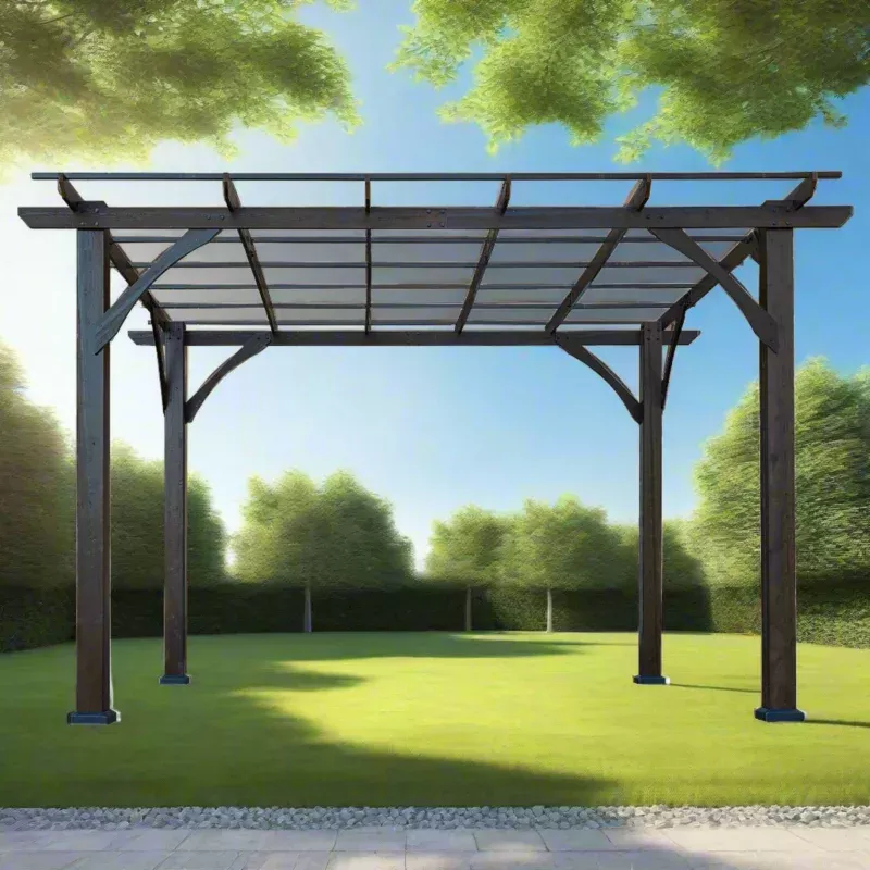 [10x12FT] Premium Outdoor Brown Cedar Wood Pergola For Spacious Patios