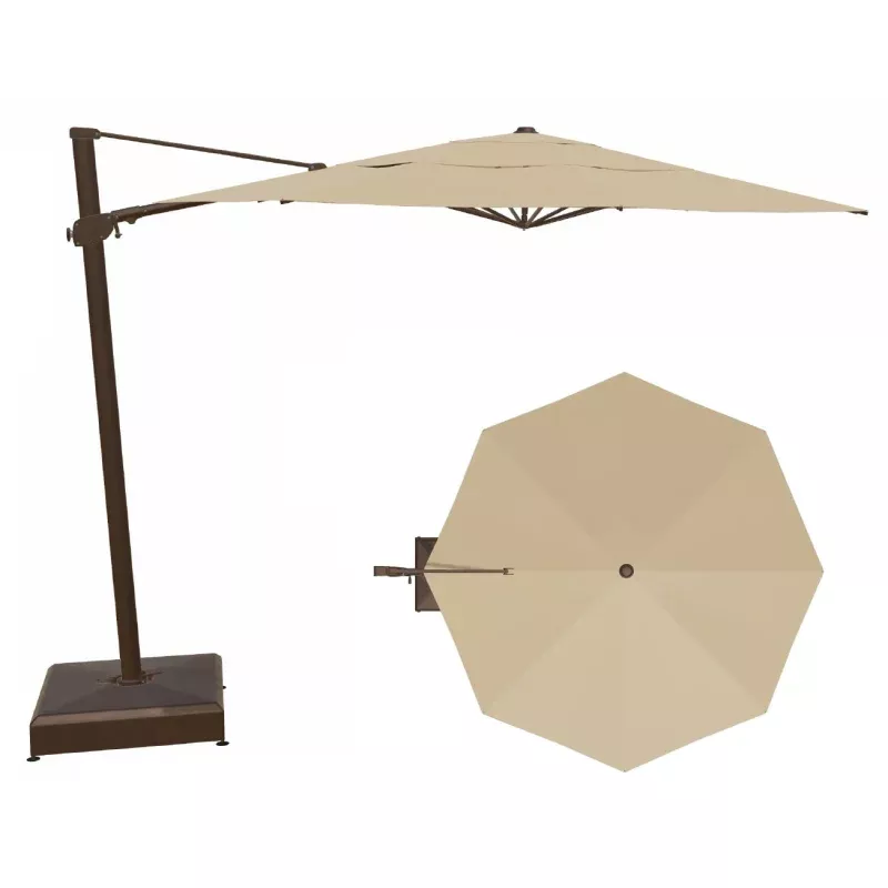 11-5-octagon-cantilever-bronze-frame-champagne-canopy-umbrella 11.5′ Octagon Cantilever Bronze Frame Champagne Canopy Umbrella